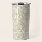 William Morris Brer Rabbit Linen Beige Vintage Pattern Travel Mug Gallery Image 1