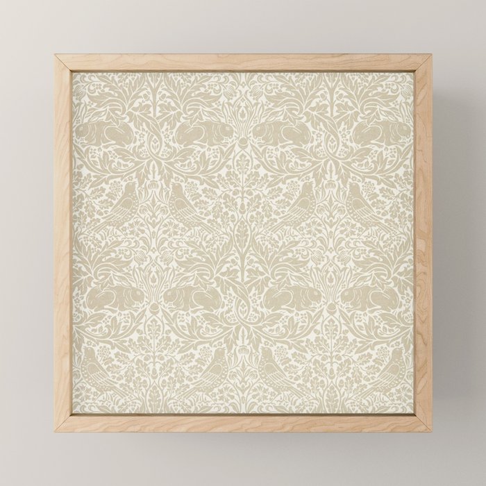 William Morris Brer Rabbit Linen Beige Vintage Pattern Mini Art Print Gallery Image 1