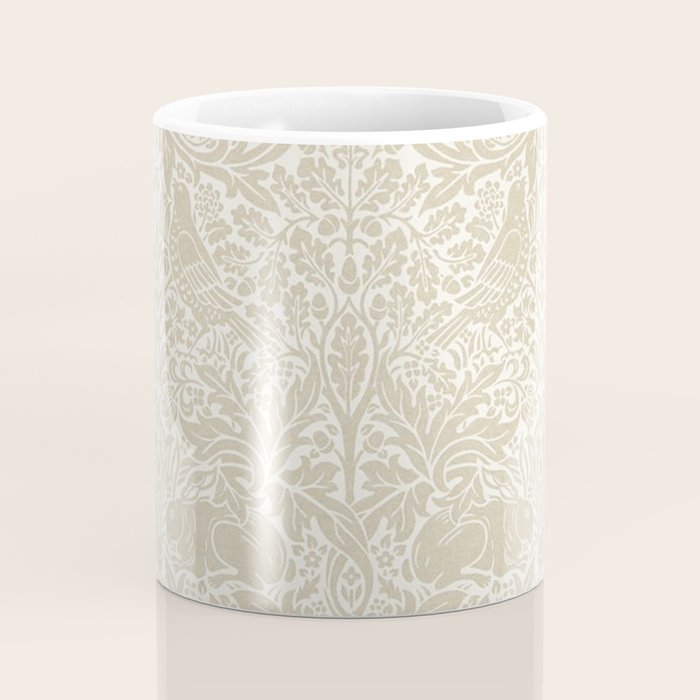 William Morris Brer Rabbit Linen Beige Vintage Pattern Coffee Mug Gallery Image 4