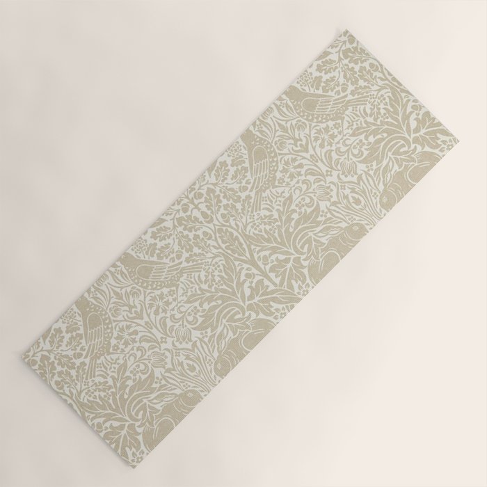 William Morris Brer Rabbit Linen Beige Vintage Pattern Yoga Mat Gallery Image 1