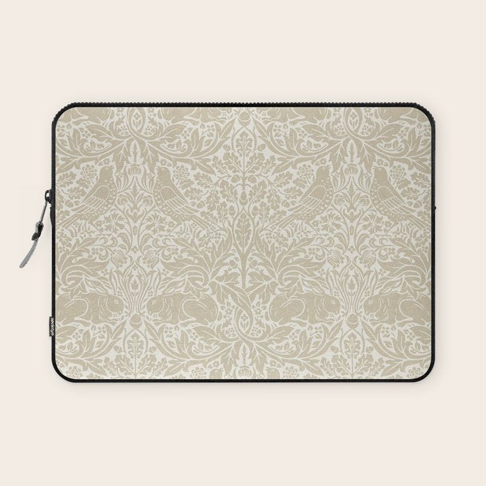 William Morris Brer Rabbit Linen Beige Vintage Pattern Laptop Sleeve Gallery Image 1