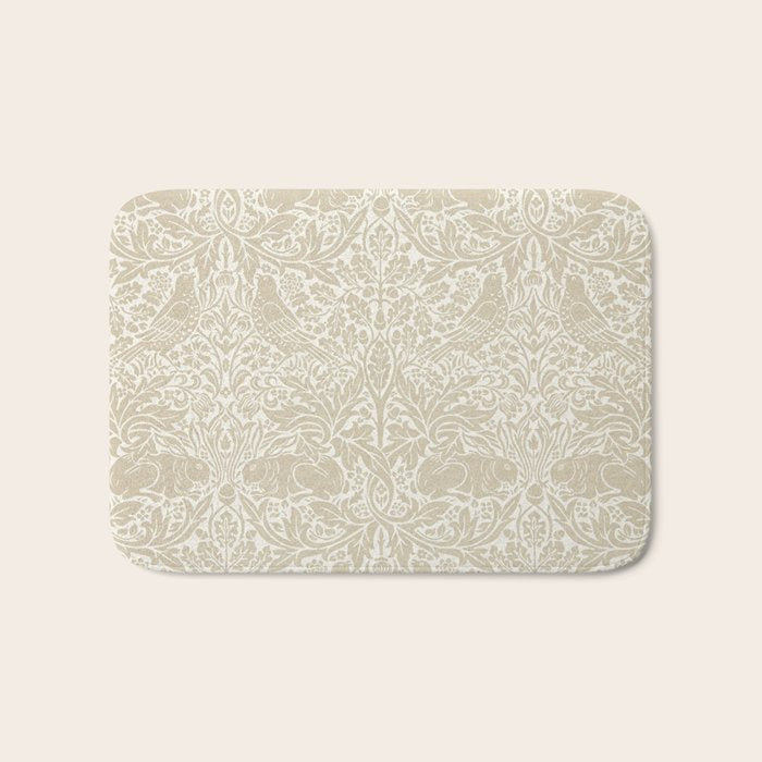 William Morris Brer Rabbit Linen Beige Vintage Pattern Bath Mat Gallery Image 1