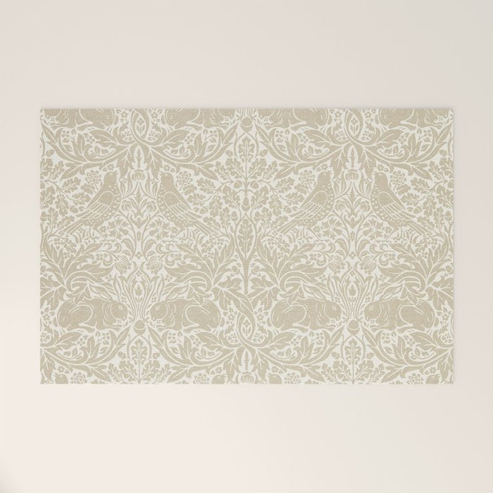 William Morris Brer Rabbit Linen Beige Vintage Pattern Welcome Mat Gallery Image 1