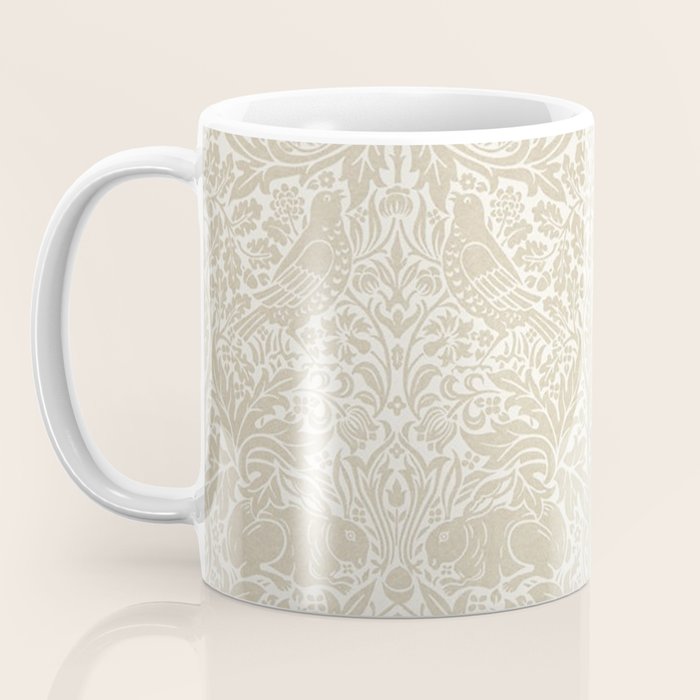 William Morris Brer Rabbit Linen Beige Vintage Pattern Coffee Mug Gallery Image 3