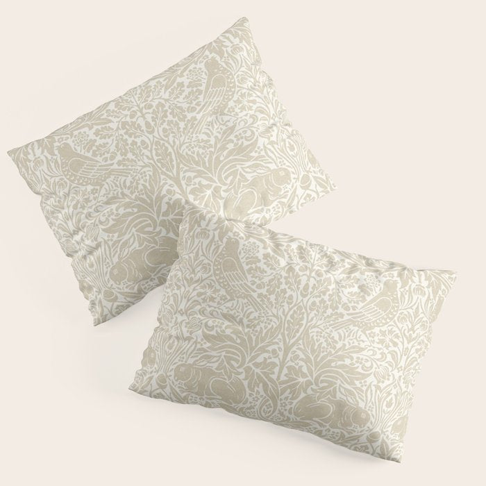 William Morris Brer Rabbit Linen Beige Vintage Pattern Pillow Sham Gallery Image 3