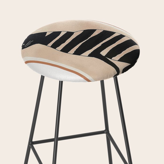 Black Cat with Bold Stripes Stool Gallery Image 2