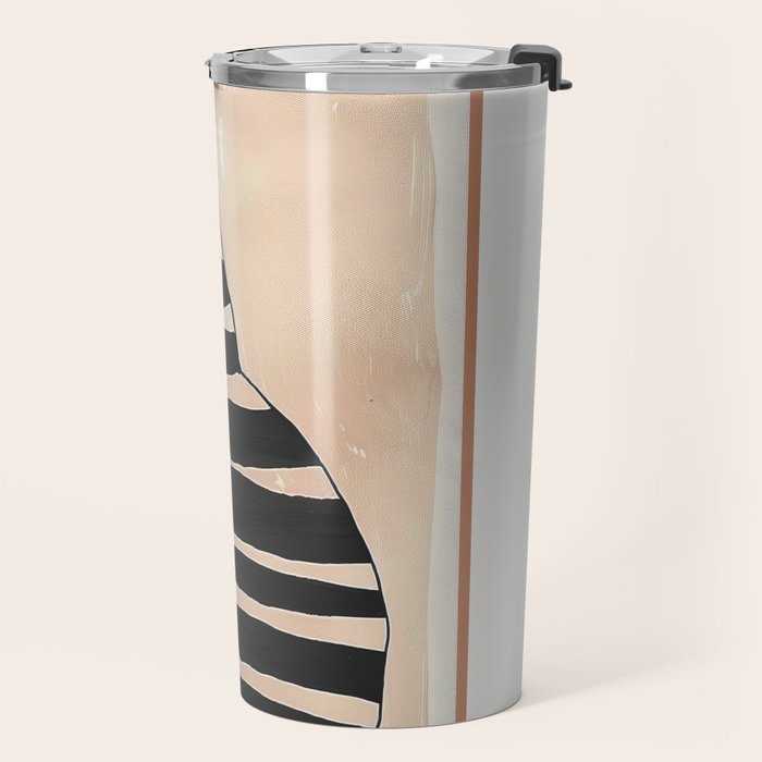 Black Cat with Bold Stripes Travel Mug Gallery Image 2