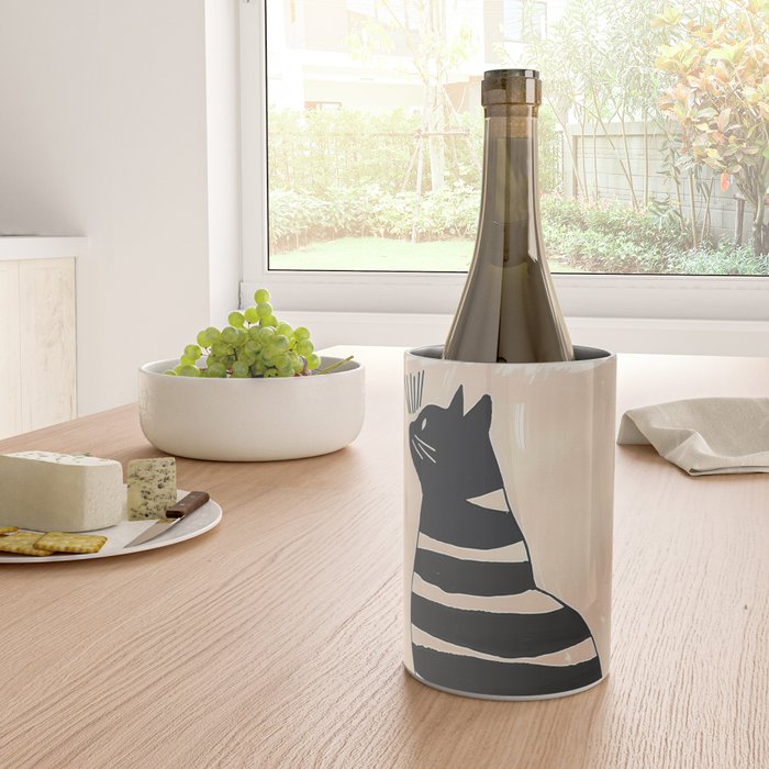 Black Cat with Bold Stripes Wine Chiller Gallery Image 4