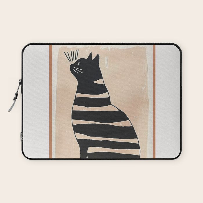 Black Cat with Bold Stripes Laptop Sleeve Gallery Image 1