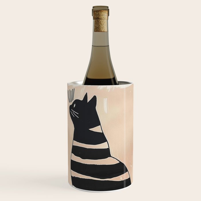 Black Cat with Bold Stripes Wine Chiller Gallery Image 1