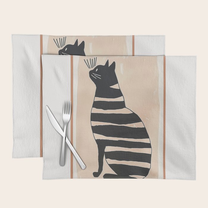 Black Cat with Bold Stripes Placemat Gallery Image 1