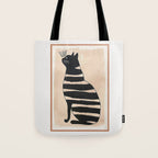Black Cat with Bold Stripes Tote Bag Gallery Image 1