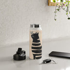 Black Cat with Bold Stripes Water Bottle Gallery Image 4
