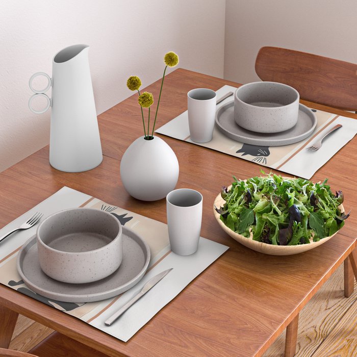 Black Cat with Bold Stripes Placemat Gallery Image 2