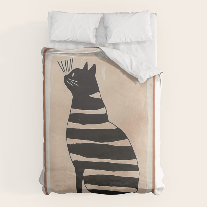 Black Cat with Bold Stripes Duvet Cover Gallery Image 6