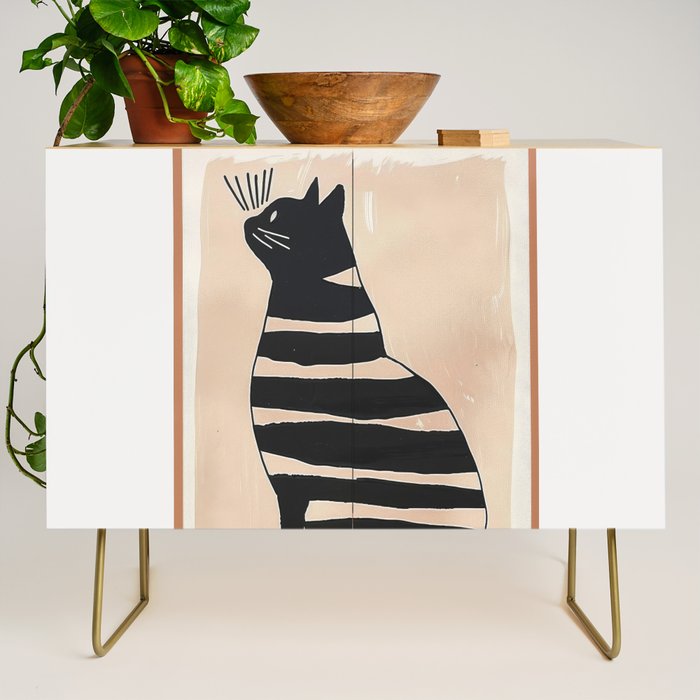Black Cat with Bold Stripes Credenza Gallery Image 1