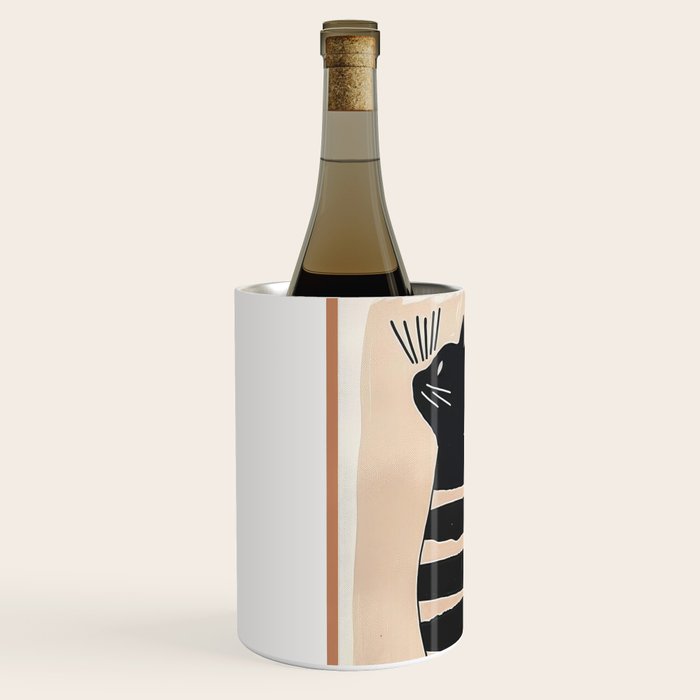 Black Cat with Bold Stripes Wine Chiller Gallery Image 2