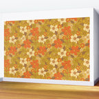 Retro 60s/70s Orange & Olive Green Floral Wall Mural Gallery Image 2