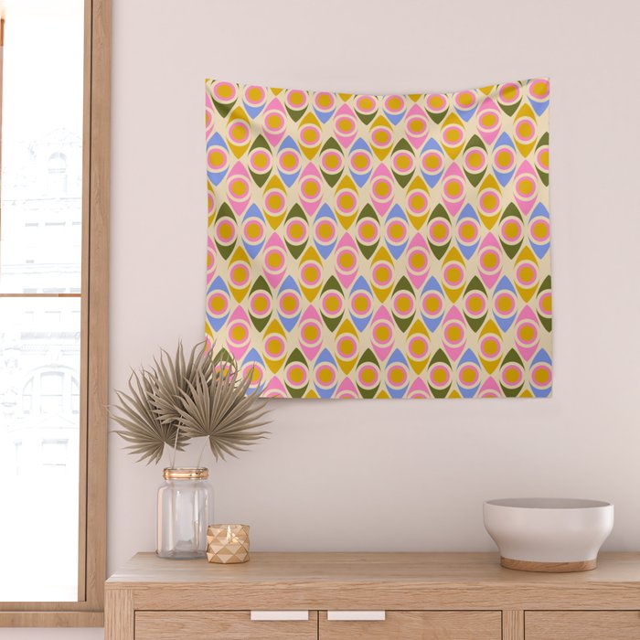 Mid century Modern Geo Pattern 1 Wall Tapestry Gallery Image 2