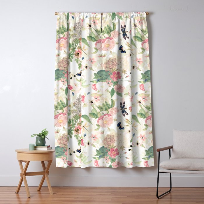 Vintage & Shabby Chic - Botanical Flower Roses Garden Window Curtain Gallery Image 1