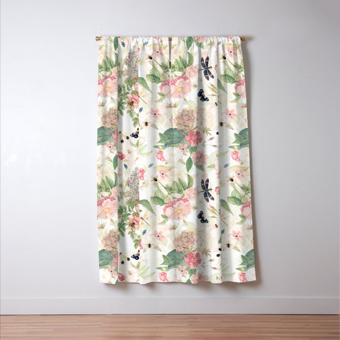 Vintage & Shabby Chic - Botanical Flower Roses Garden Window Curtain Gallery Image 3
