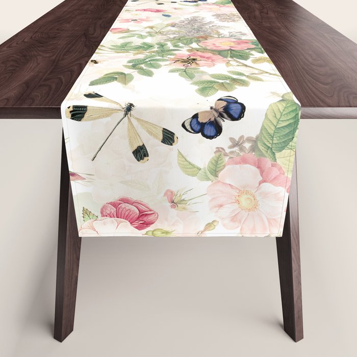 Vintage & Shabby Chic - Botanical Flower Roses Garden Table Runner Gallery Image 1