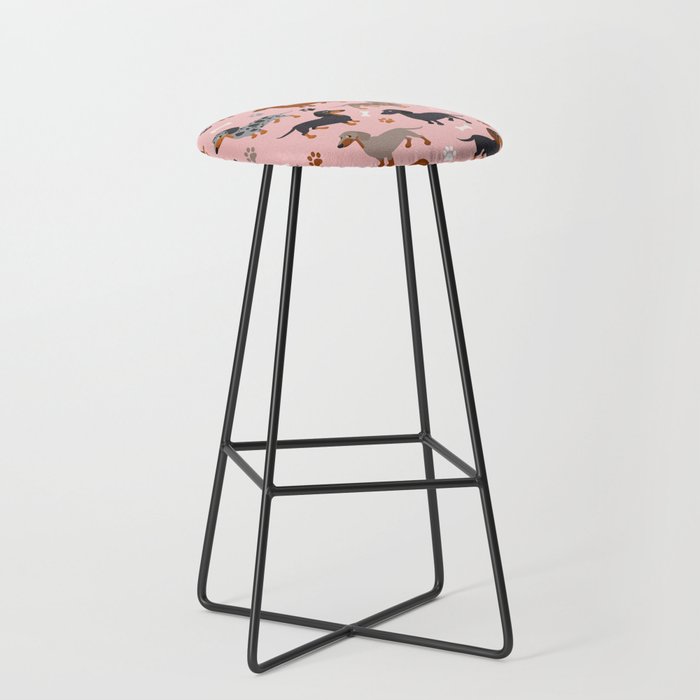 Dachshund Dog Doxie Dogs Pattern Pink Stool Gallery Image 1