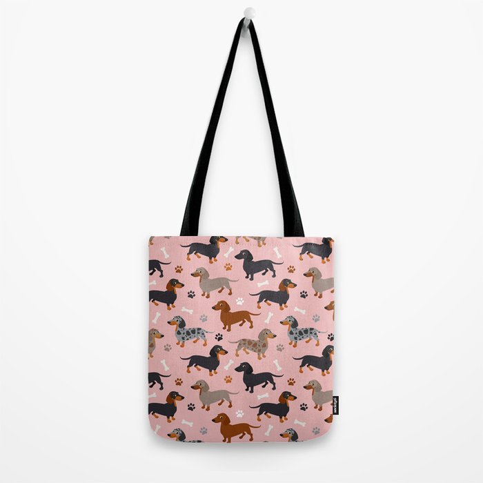 Dachshund Dog Doxie Dogs Pattern Pink Tote Bag Gallery Image 2