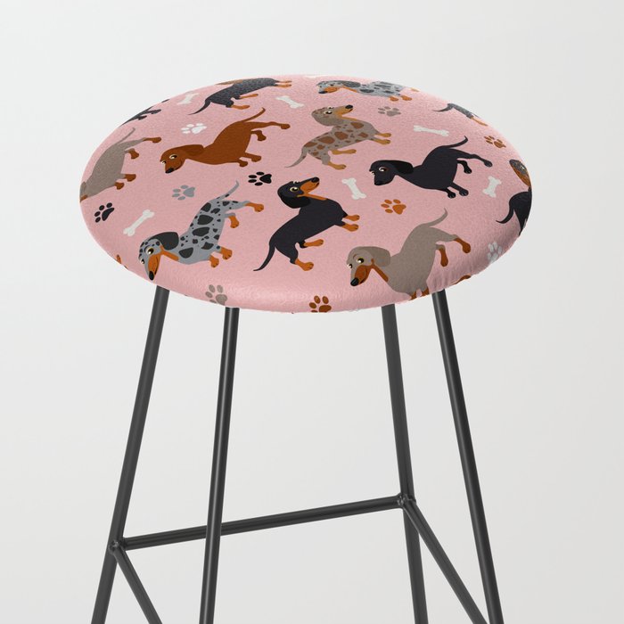 Dachshund Dog Doxie Dogs Pattern Pink Stool Gallery Image 2