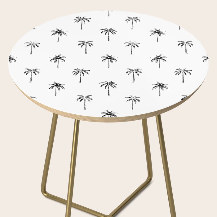 Black and white tropical palm tree pattern Side Table Gallery Image 2