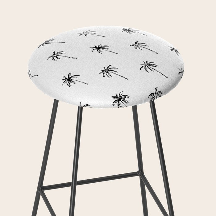 Black and white tropical palm tree pattern Stool Gallery Image 2