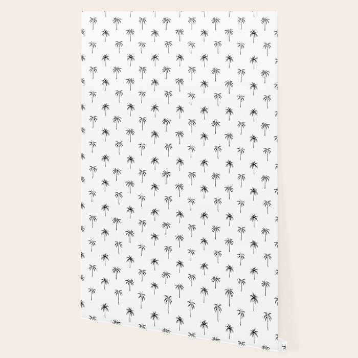 Black and white tropical palm tree pattern Wallpaper Gallery Image 2