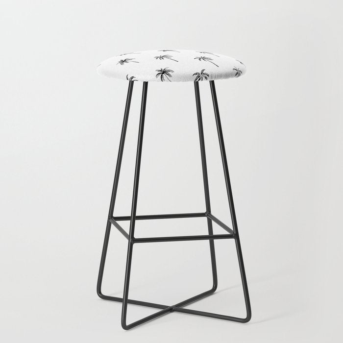 Black and white tropical palm tree pattern Stool Gallery Image 1