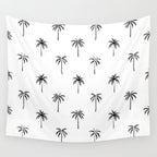 Black and white tropical palm tree pattern Wall Tapestry Gallery Image 4