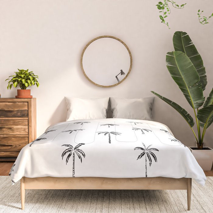Black and white tropical palm tree pattern Comforter Gallery Image 3