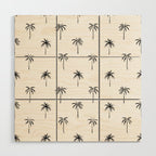 Black and white tropical palm tree pattern Wood Wall Art Gallery Image 1