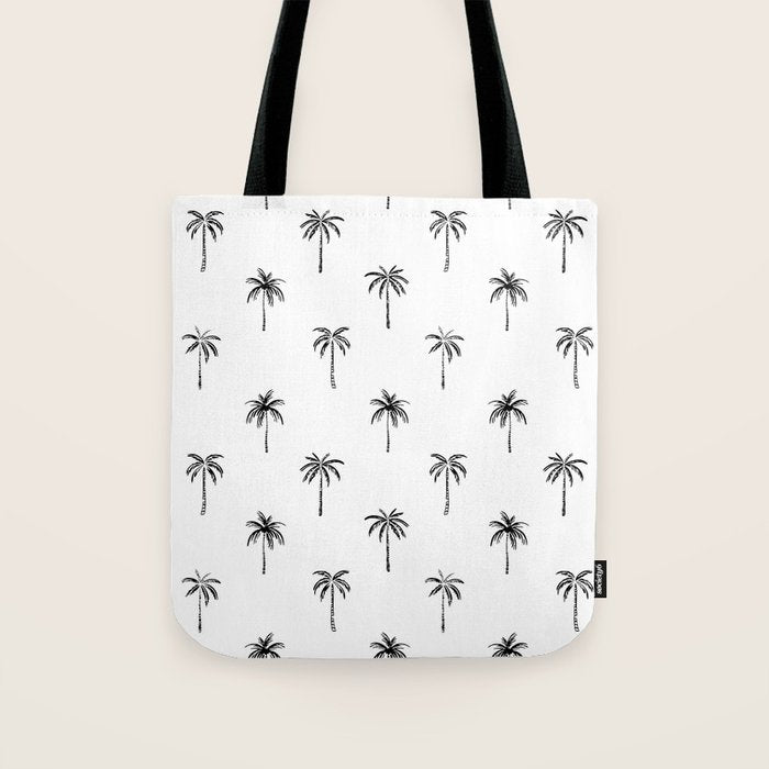 Black and white tropical palm tree pattern Tote Bag Gallery Image 1