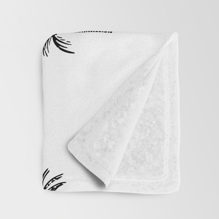 Black and white tropical palm tree pattern Throw Blanket Gallery Image 3