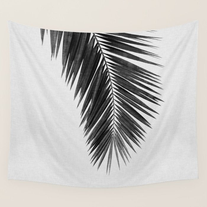 Palm Leaf Black & White I Wall Tapestry Gallery Image 4