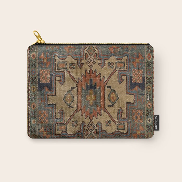 Persia Heriz 19th Century Authentic Colorful Orange Blue Green Vintage Patterns Carry All Pouch Gallery Image 1
