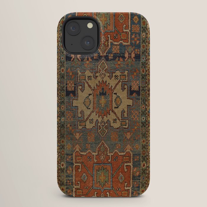 Persia Heriz 19th Century Authentic Colorful Orange Blue Green Vintage Patterns iPhone Case Gallery Image 26