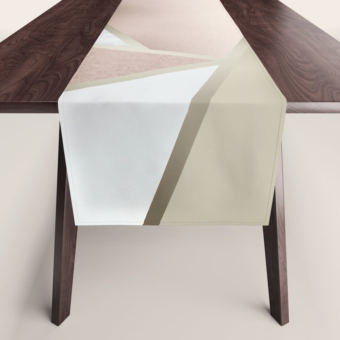 Geometric Art, Rose Gold, Blush Pink, Marble Prints Table Runner Gallery Image 1
