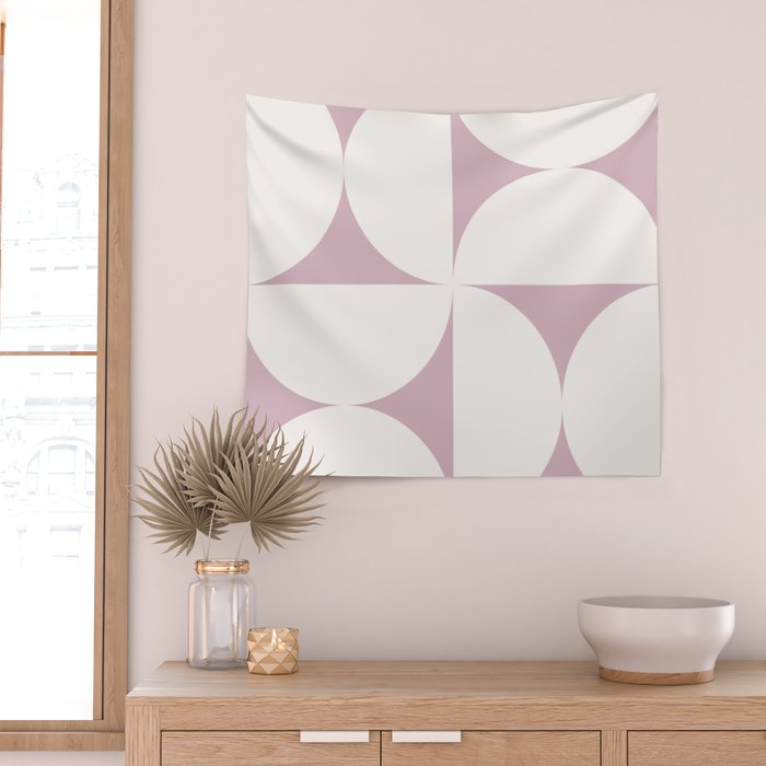 Bauhaus Mid Century Modern Geometric VIII Lilac Wall Tapestry Gallery Image 2