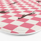 Pink Check Horses  Pattern Bath Mat Gallery Image 3
