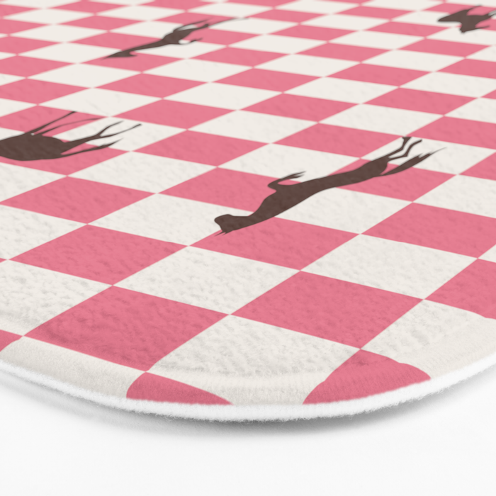 Pink Check Horses  Pattern Bath Mat Gallery Image 3