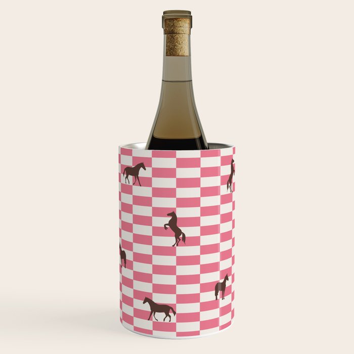 Pink Check Horses  Pattern Wine Chiller Gallery Image 1