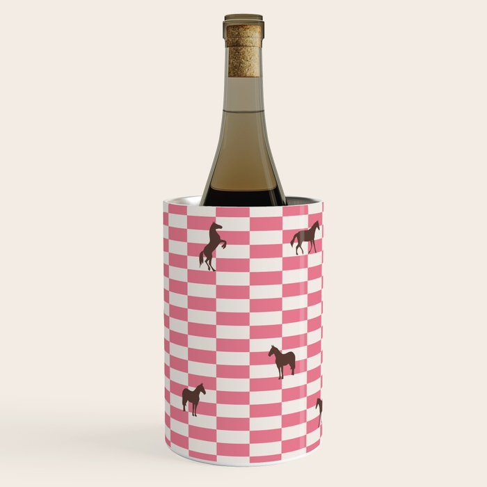 Pink Check Horses  Pattern Wine Chiller Gallery Image 2