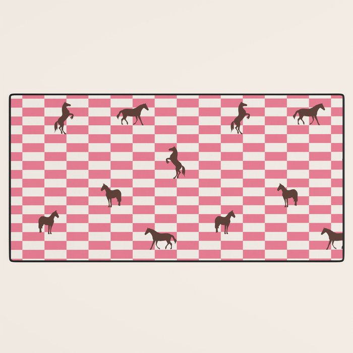 Pink Check Horses  Pattern Desk Mat Gallery Image 3