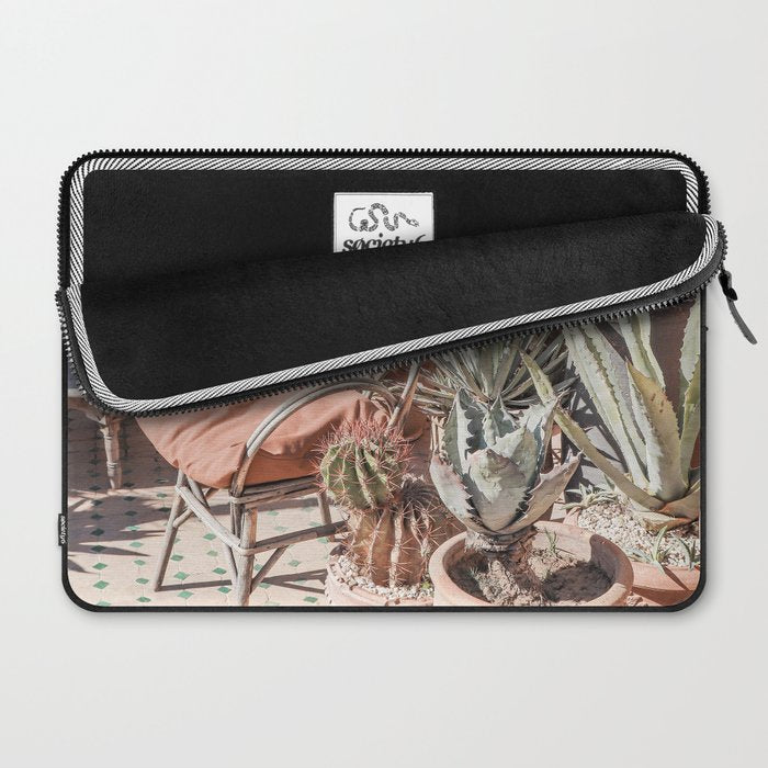 Tropical Rooftop In Marrakech Photo | Cactus Plants Boho Art Print | Morocco Travel Photography Laptop Sleeve Gallery Image 2