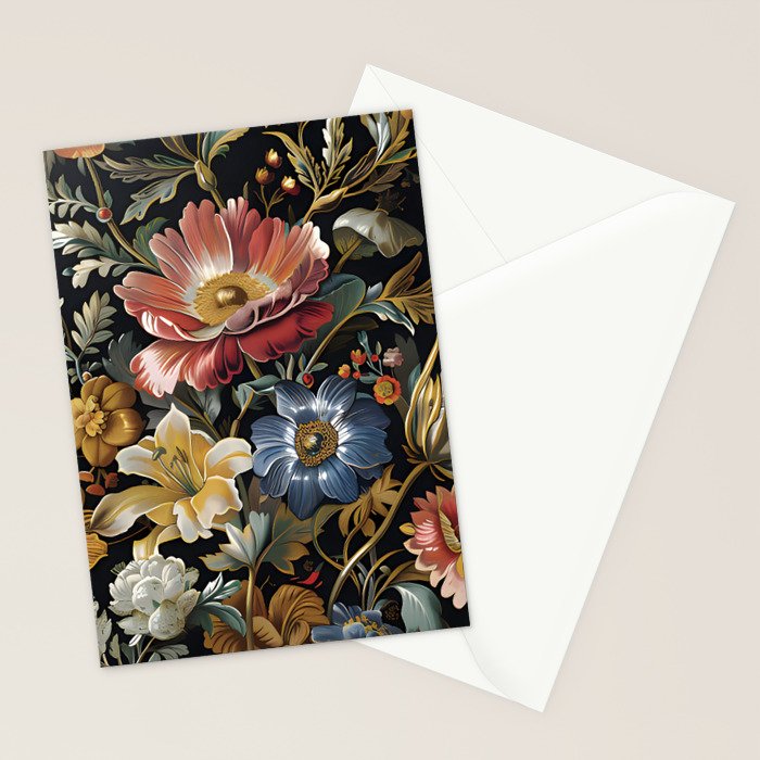 Countryside Bloom Ethereal Dark Floral Stationery Card Gallery Image 2